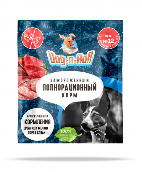 Микс №12 Мелко рубленная говядина + сердце говяжье + печень говяжья + шея индейки в дой-пакете 750 гр