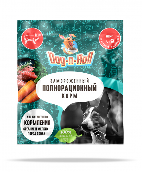 Микс №9 Мелко рубленная говядина 75% + тертая морковь 25% в дой-пакете 750 гр